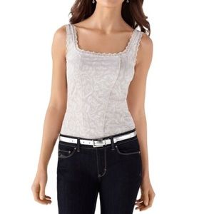 White House Black Market- Neutral Jacquard Cami